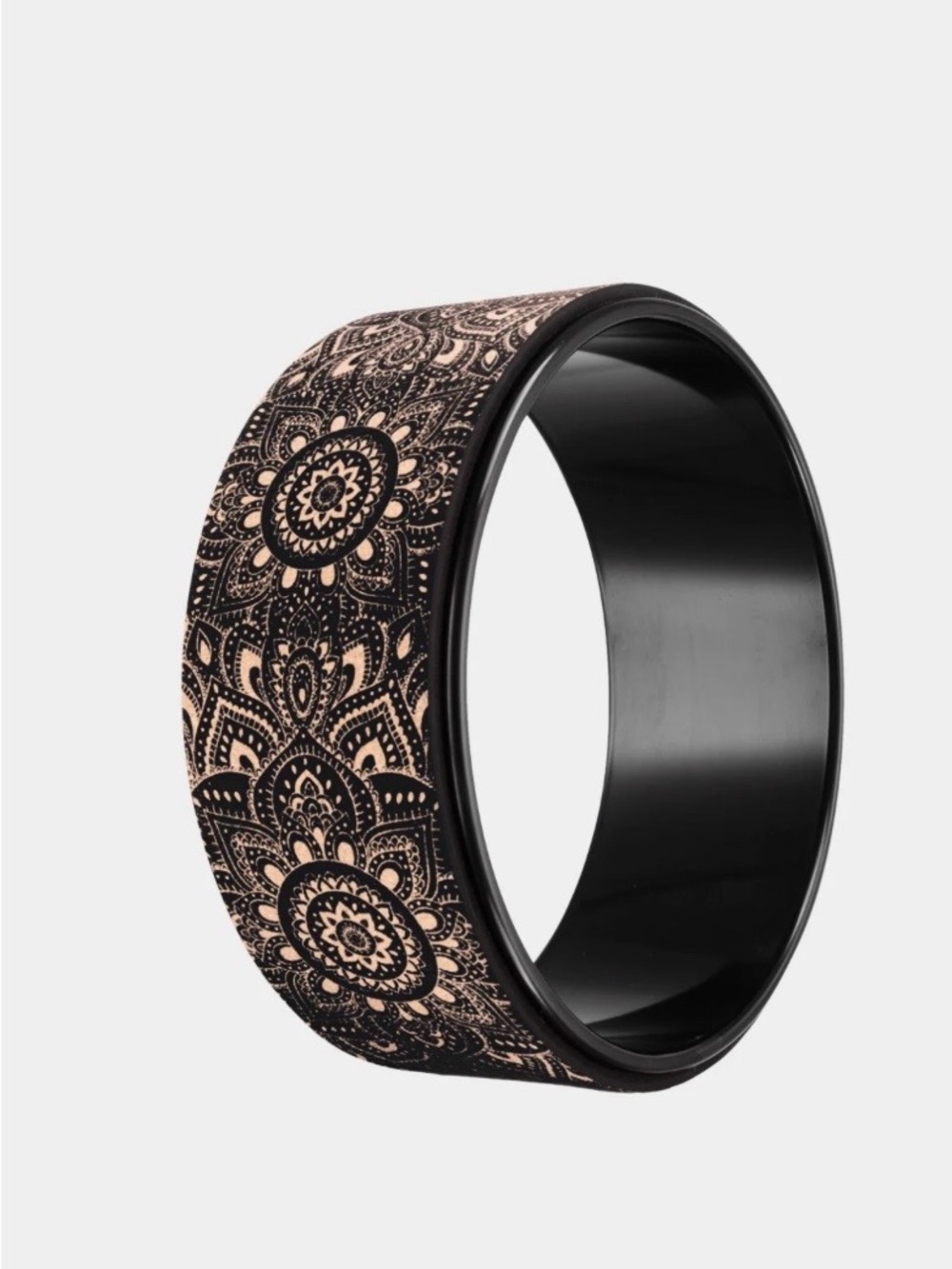 Yoga Design Lab : Black Mandala Cork Yoga Wheel -